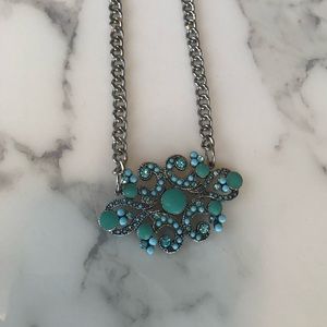 Blue stone and Chain Necklace